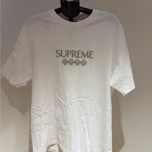Supreme White Tee with Silver Logo